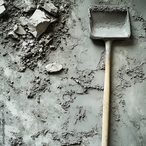 Close-Up of Cement and Construction Tools at Construction Site
 photo