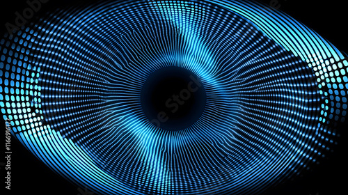 Futuristic blue eye design with digital patterns