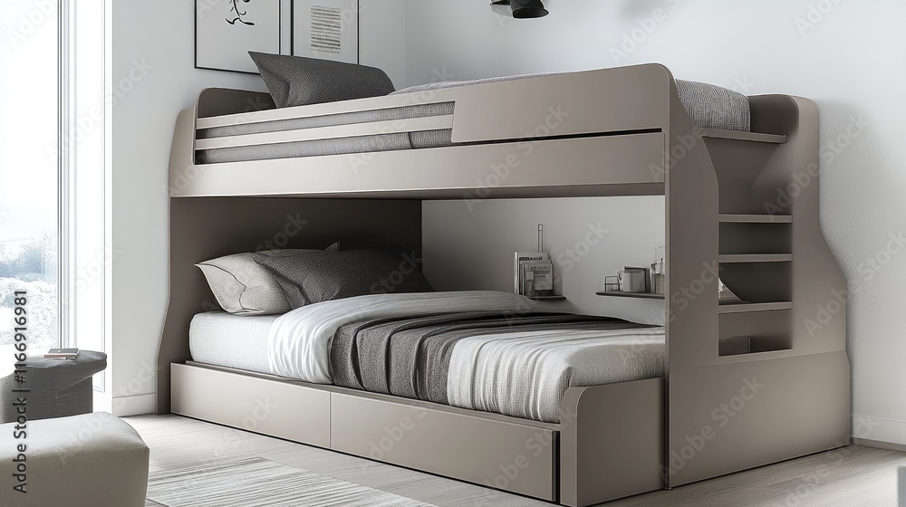 Fototapeta premium Modern Bunk Bed Design for Space-Saving Bedroom Solutions
