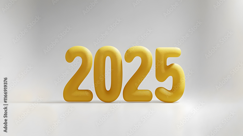 Bold yellow numbers representing the year 2025 Bold yellow numbers representing the year 2025