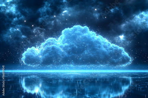 Glowing Cloud Digital Art Night Sky Abstract Background Illustration