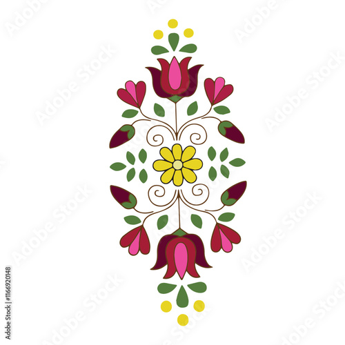 Colorful Symbol motif design. Mosaic decorative ornamental floral. Vintage intricate traditional mughal style with flowers and foliage. Vector illustration.