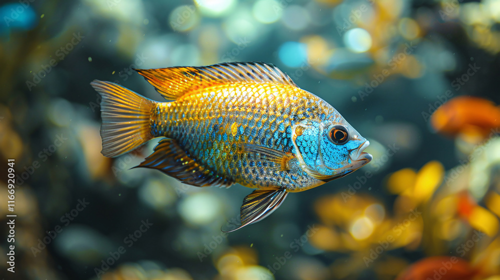 Vibrant Tropical Fish: A Modern Aerial View Captured in Natural Light with High Contrast and Depth of Field Vibrant Tropical Fish: A Modern Aerial View Captured in Natural Light with High Contrast and Depth of Field