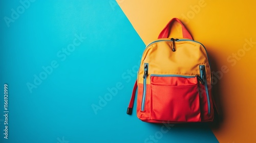 colorful school backpack with copy space, the concept of back to school