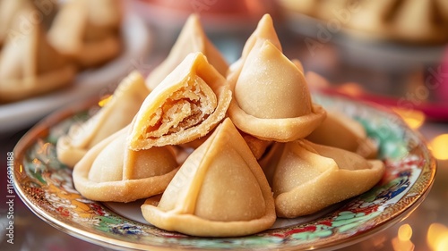 close up of fortune cookies for chinese new year cake