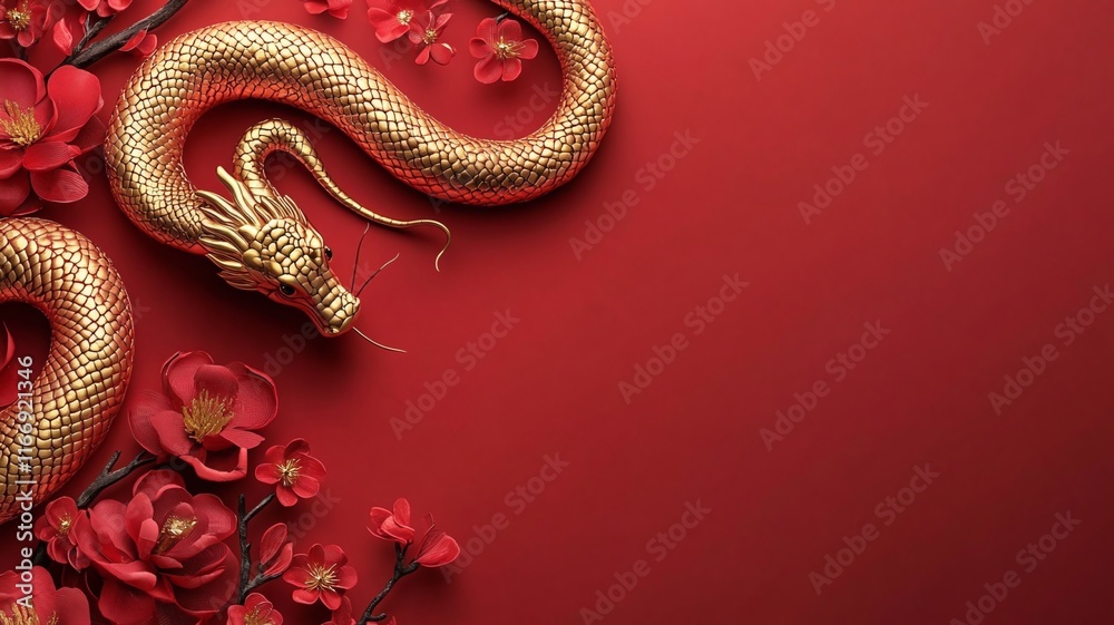 golden dragon on red background golden dragon on red background