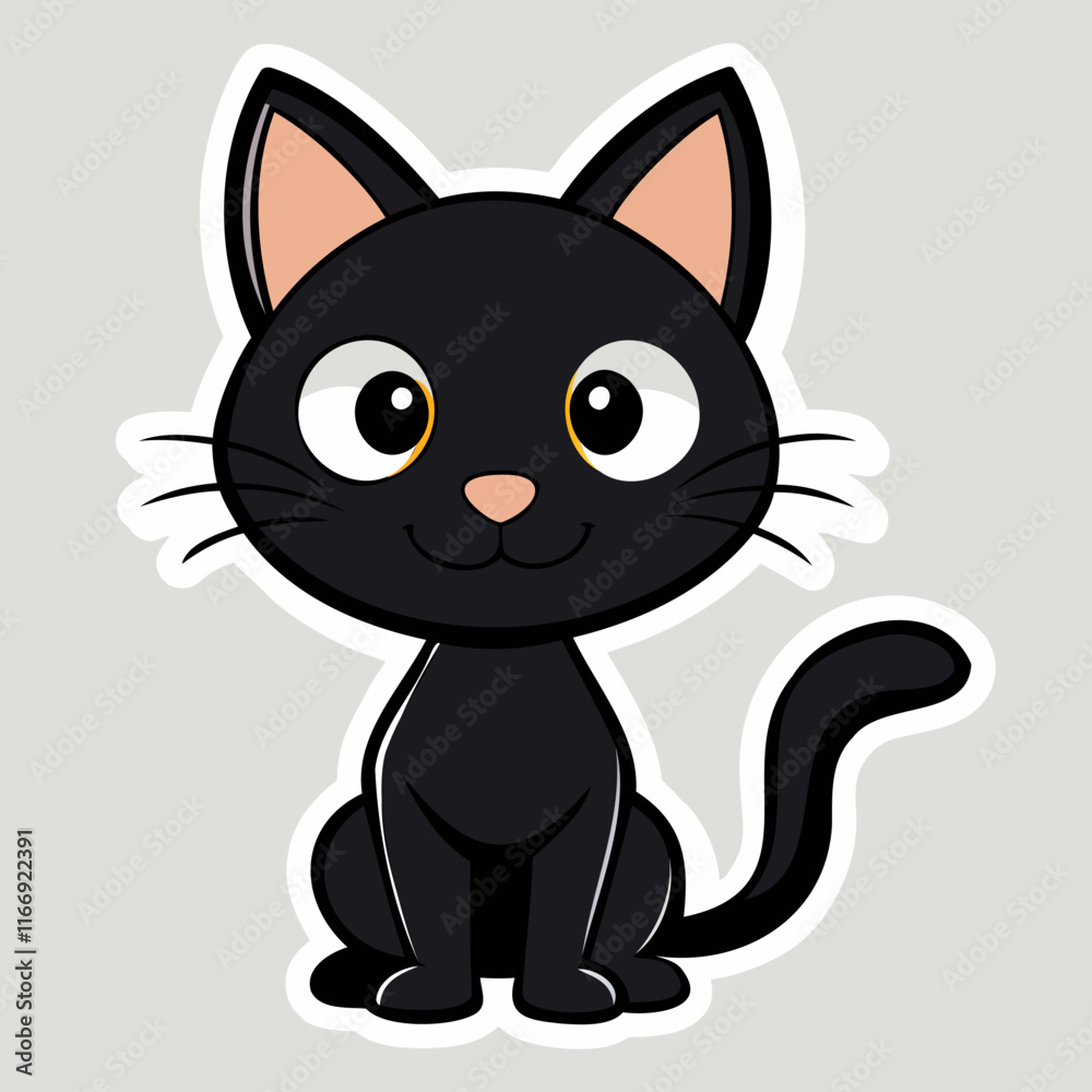 Obraz premium Black cat with a cute look and smile.