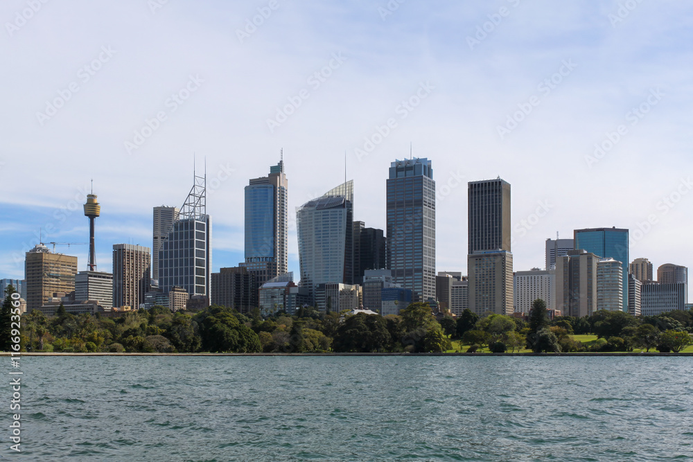 Fototapeta premium The Sydney Central Business District Skyline and Circular Quay as seen from the Botanical Gardens. 2010 September