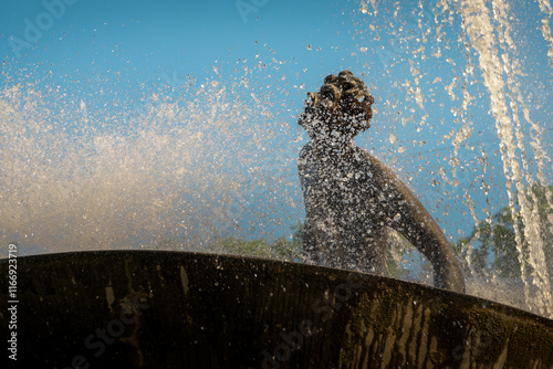 Dynamic view of the Fountain of Piazza Giovanni Verga in Catania, Sicily photo