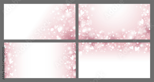 Valentines day banner design of hearts with bokeh light on white background with copy space vector illustration