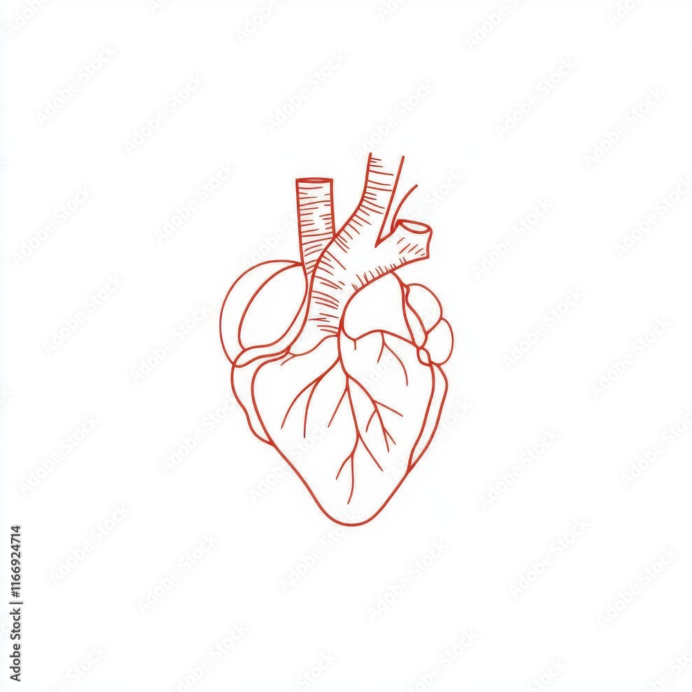 Artistic illustration of a human heart in a minimalistic style, showcasing its intricate structure. Artistic illustration of a human heart in a minimalistic style, showcasing its intricate structure.