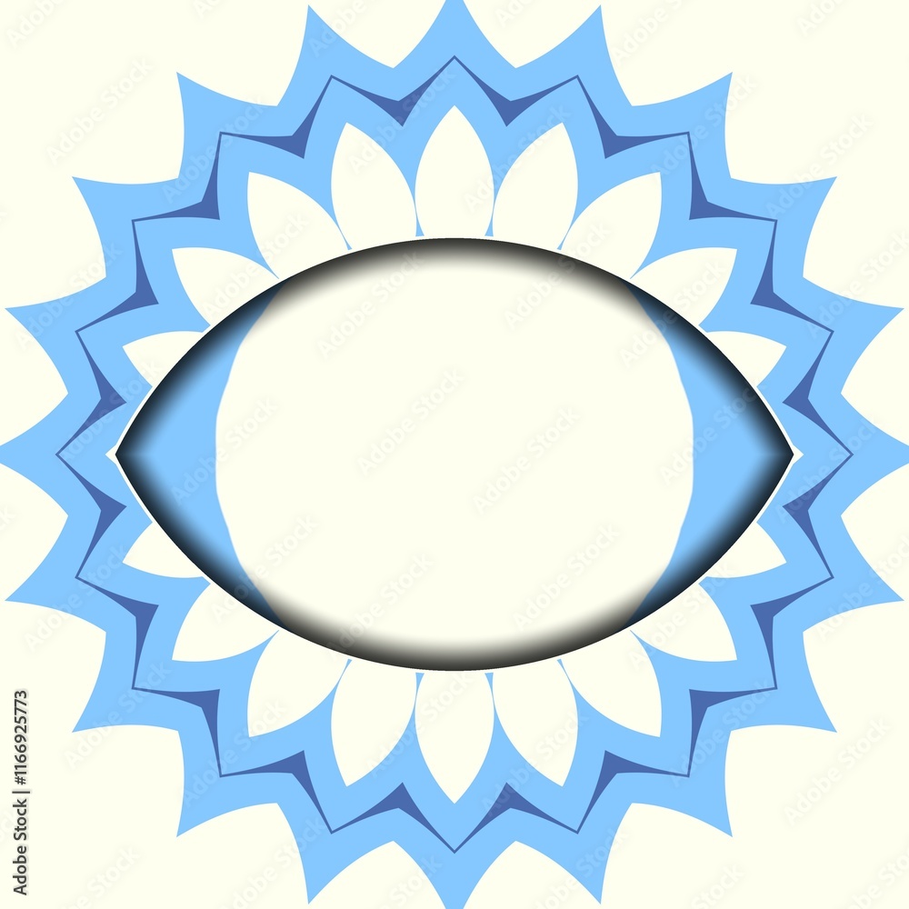 Abstract light blue floral frame with a central oval space for text or images Abstract light blue floral frame with a central oval space for text or images