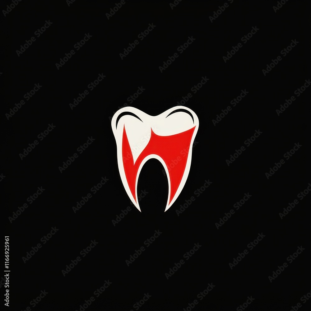 A stylized dental logo featuring a tooth design in red and white, set against a black background. A stylized dental logo featuring a tooth design in red and white, set against a black background.