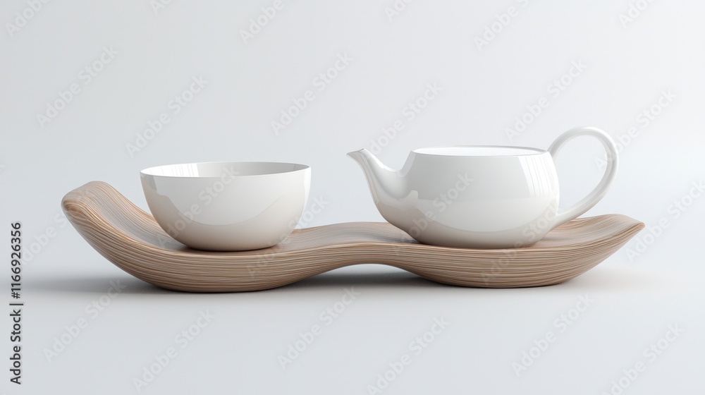 Modern 3D-Printed Organic Tea Set with Harmonious Design for Elevated Servingware Experience Modern 3D-Printed Organic Tea Set with Harmonious Design for Elevated Servingware Experience