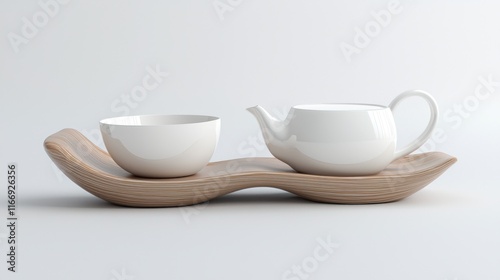 Wallpaper Mural Modern 3D-Printed Organic Tea Set with Harmonious Design for Elevated Servingware Experience Torontodigital.ca