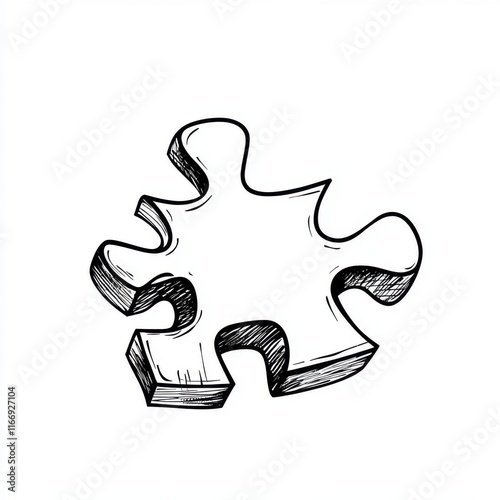 Obraz na płótnie Hand-drawn empty puzzle piece illustration, perfect for symbolizing missing elements or unfinished ideas. w salonie