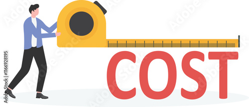 Businessman holding a tape measure to measure the height of success, distance to success,
