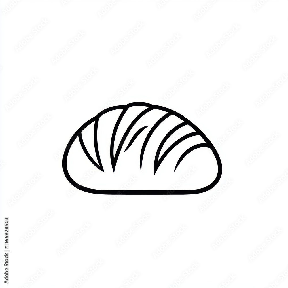 A simple outline of a loaf of bread, showcasing its classic shape and texture.