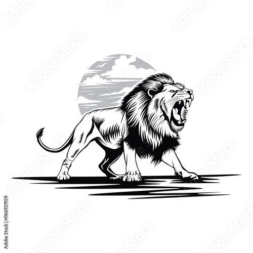 vector illustration angry lion