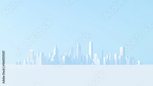 Wallpaper Mural Minimalist light blue city skyline illustration. Torontodigital.ca