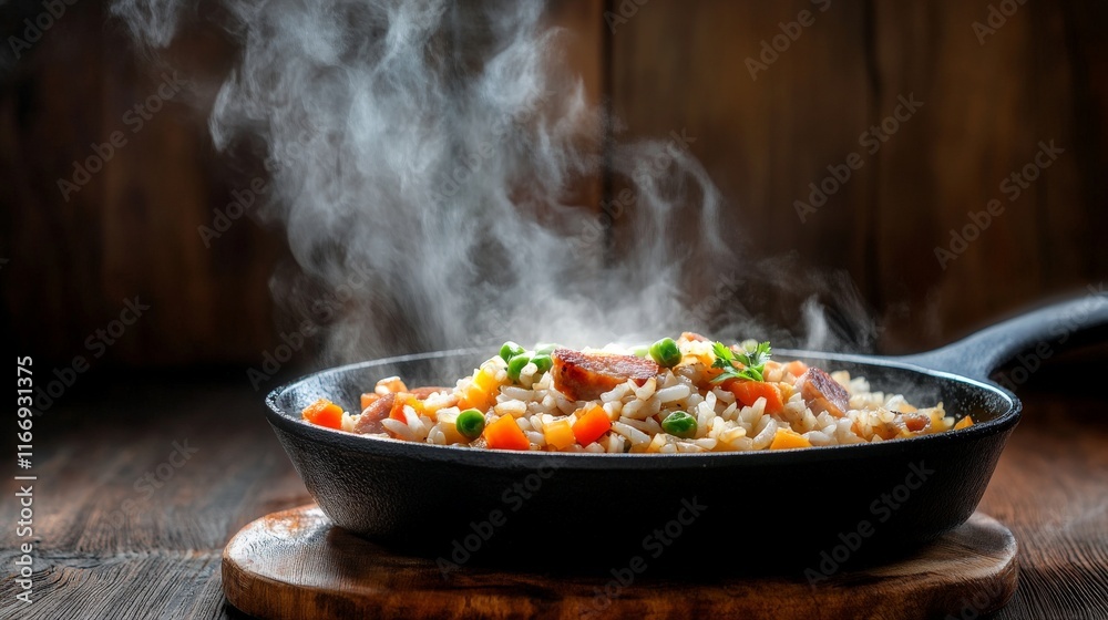 Fried Rice with Sausage in a Cast Iron Pan Fried Rice with Sausage in a Cast Iron Pan