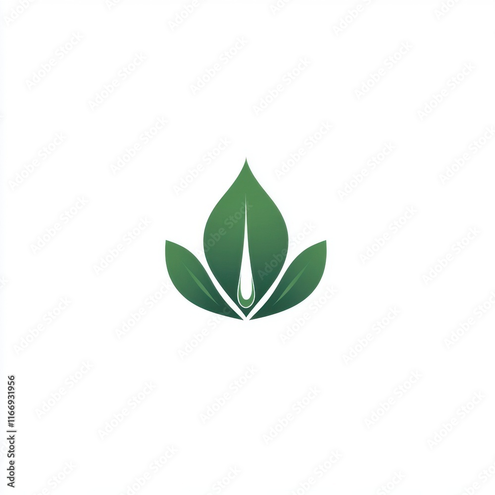 Naklejka premium Stylized green leaf logo symbolizing nature and sustainability.