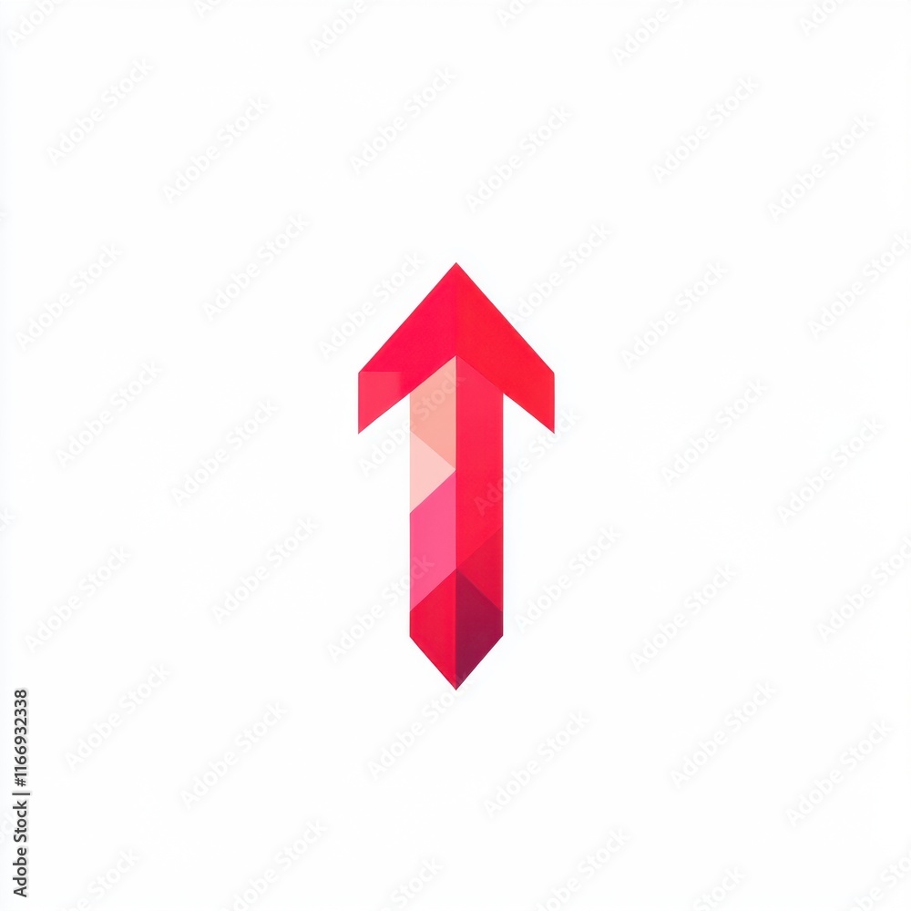 A vibrant red geometric arrow pointing upwards, conveying growth and positivity. A vibrant red geometric arrow pointing upwards, conveying growth and positivity.