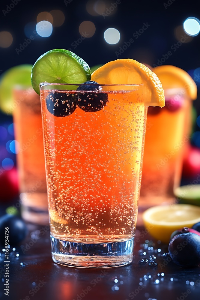 Sparkling Citrus Berry Cocktail Drink Refreshment