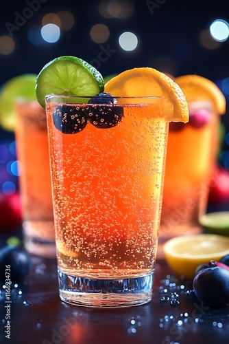 Obraz na płótnie Sparkling Citrus Berry Cocktail Drink Refreshment w salonie