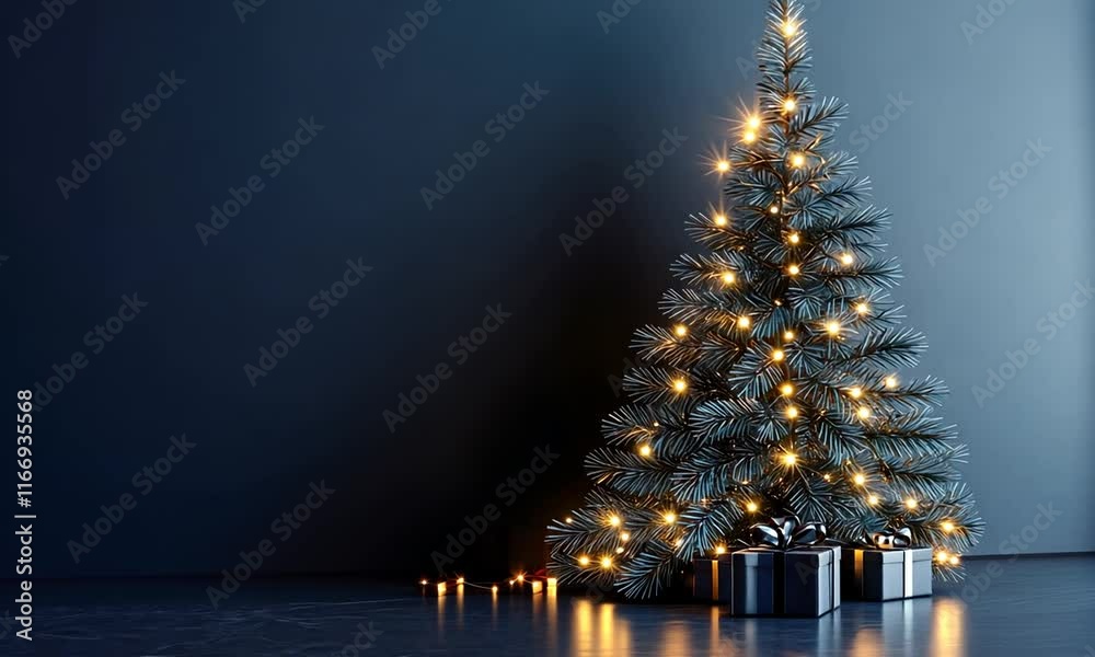 Elegant Christmas Tree with Gifts and Lights