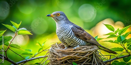 Cuckoo Bird in Nest, Springtime Nature Photography, Rule of Thirds Composition