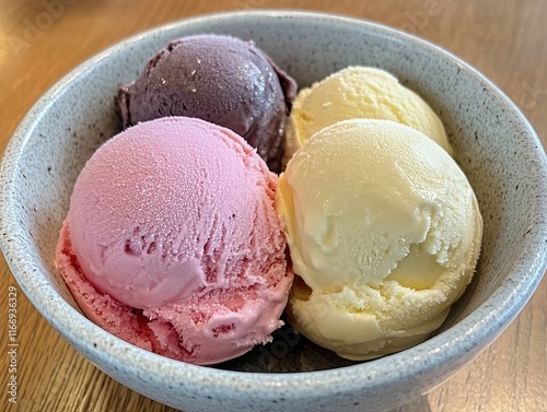 Assorted Colorful Ice Cream Scoops in a Bowl photo