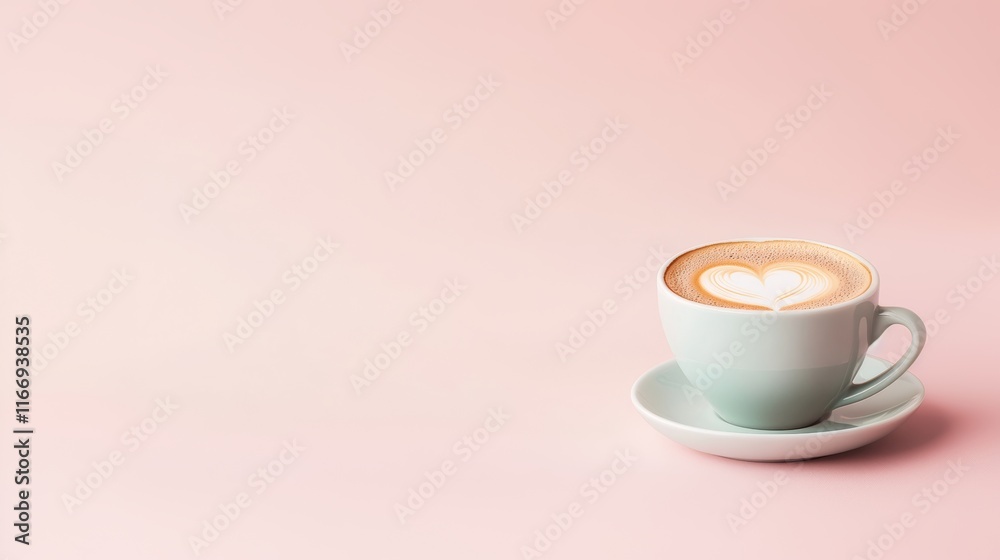 Heart-Shaped Latte Art in a White Cup on Minimalist Background 18 Heart-Shaped Latte Art in a White Cup on Minimalist Background 18