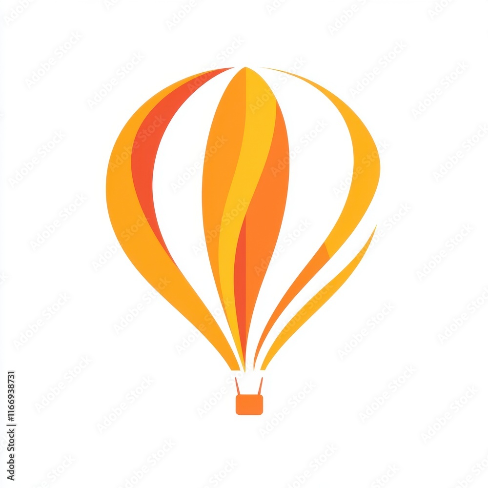 Obraz premium A vibrant orange and yellow hot air balloon soaring against a white background.