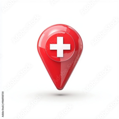 Free Download Red location pin with a white cross symbol representing health services. - GFXLoad