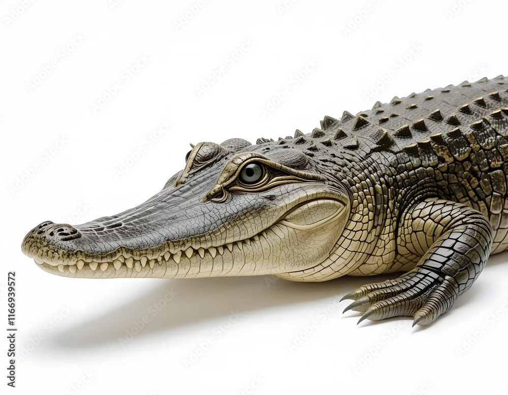 Fototapeta premium The 3D realism of a crocodile in detailed illustration. Generative AI.