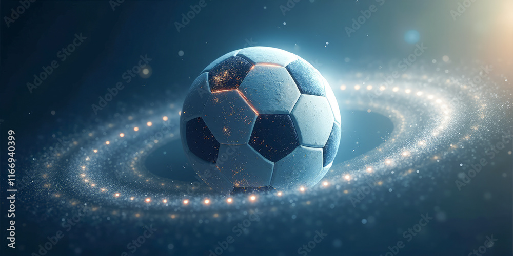 Naklejka premium soccer ball in space close-up on the background of planet earth
