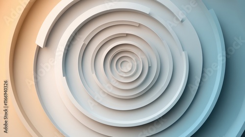 Abstract swirling concentric circles in pastel colors.