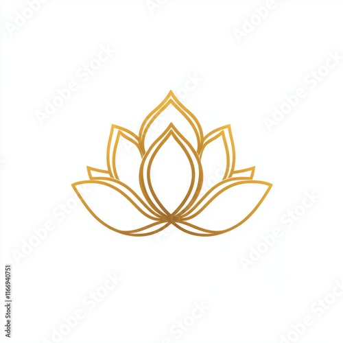 Elegant golden lotus flower illustration on a clean background, symbolizing purity and tranquility.