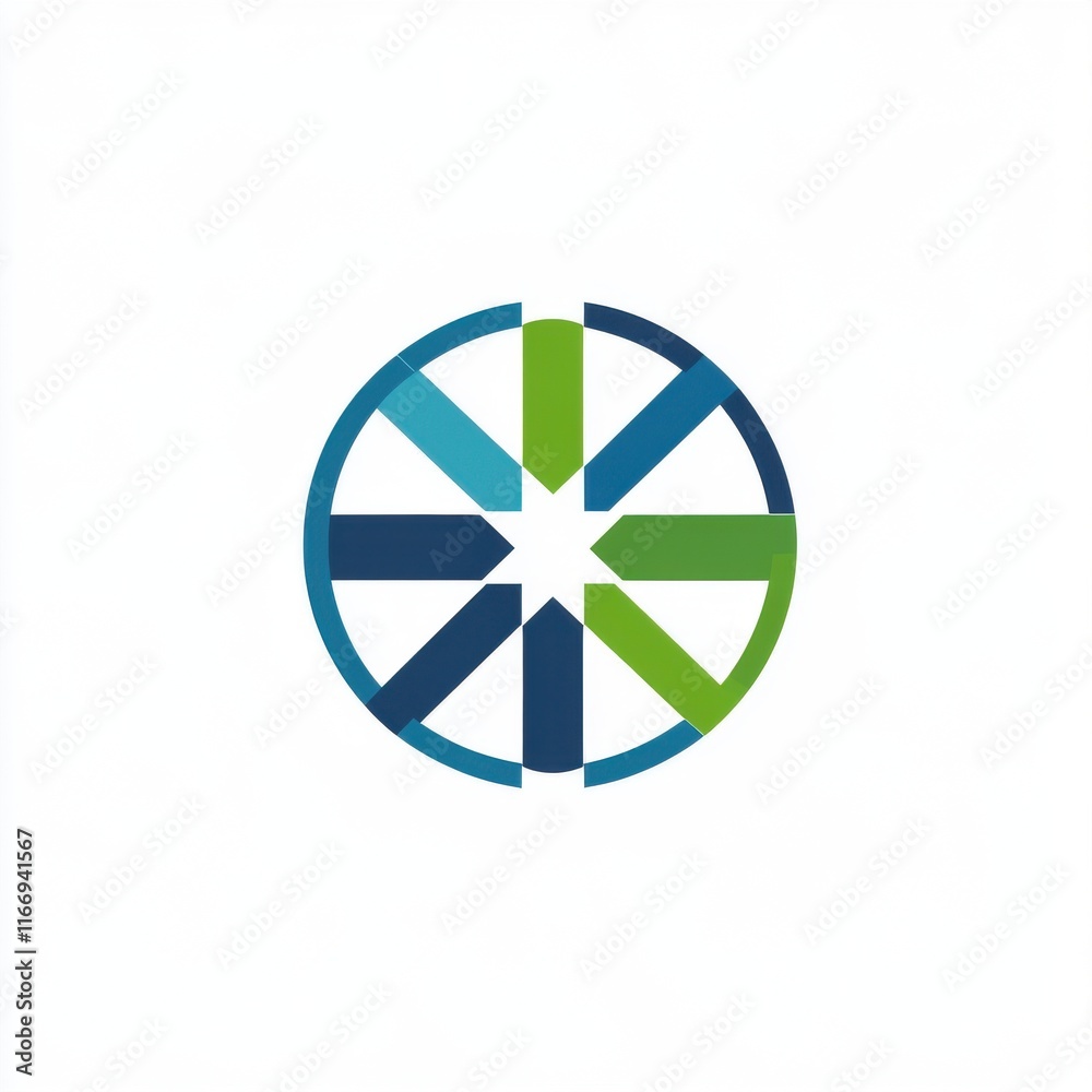 Abstract circular logo design in blue and green shades, symbolizing unity and innovation. Abstract circular logo design in blue and green shades, symbolizing unity and innovation.