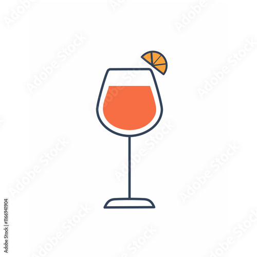 Cocktail spritz vector illustration icon. Simple symbol image of orange cocktail in a glass. Logo for menu and bar