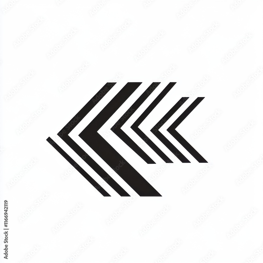 Abstract black and white design featuring a series of bold, diagonal arrows pointing left. Abstract black and white design featuring a series of bold, diagonal arrows pointing left.