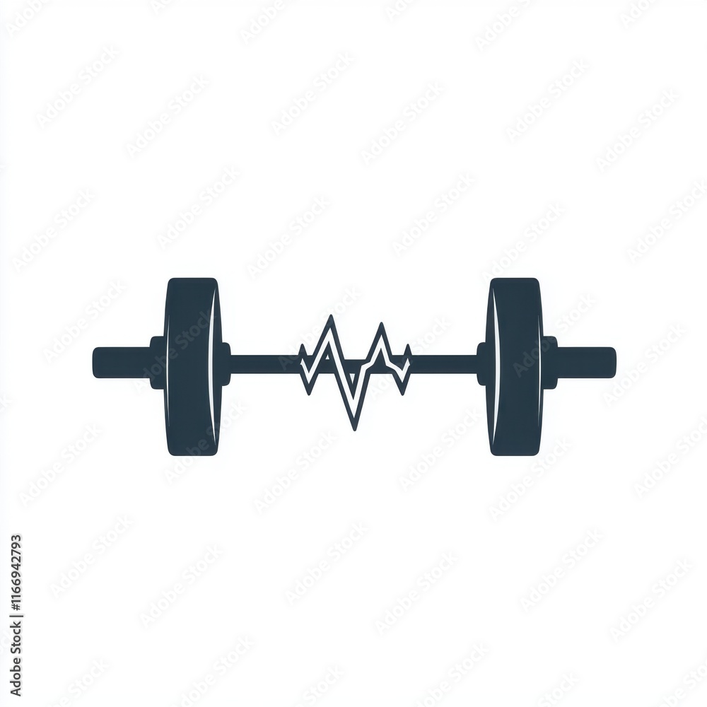 A sleek black dumbbell with a heartbeat graphic, representing fitness and strength training. A sleek black dumbbell with a heartbeat graphic, representing fitness and strength training.