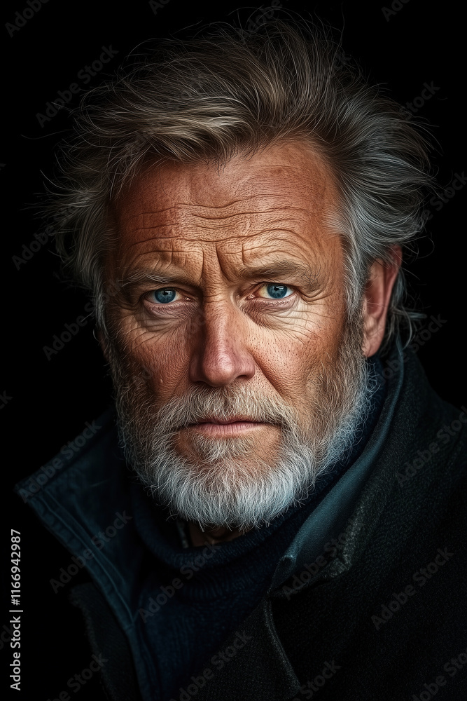 Close-up of a senior gentleman showcasing inner strength and confidence.