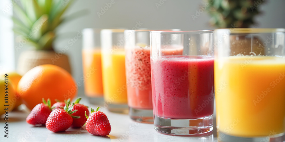 fruit and fruit smoothie in glasses fruit and fruit smoothie in glasses