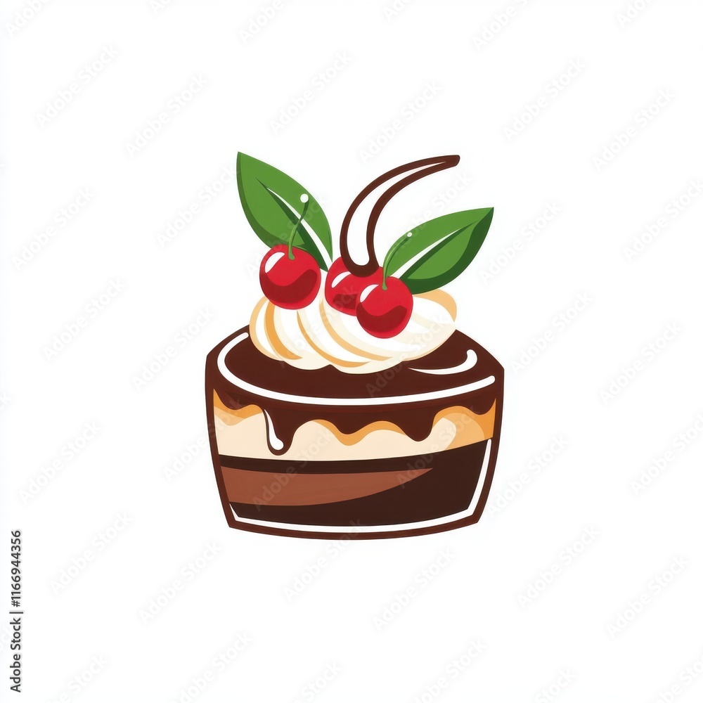 A delicious chocolate dessert adorned with whipped cream and cherries A delicious chocolate dessert adorned with whipped cream and cherries