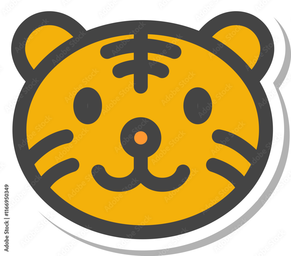 Obraz premium ステッカー風動物の単品アイコン トラ