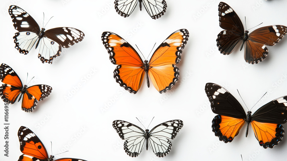 Beautiful butterflies insects isolated on white background. Vector version also available in gallery