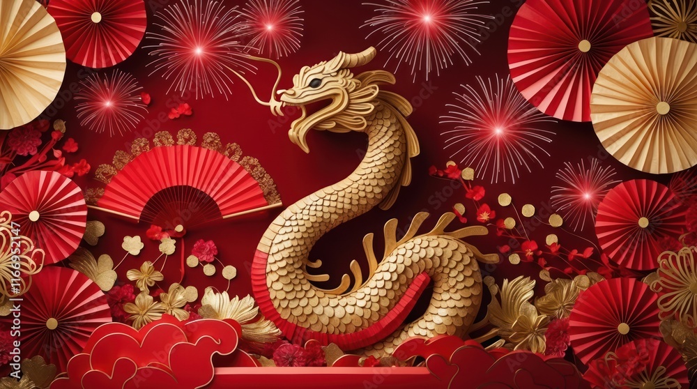 Fototapeta premium vibrant chinese new year themed backgroun