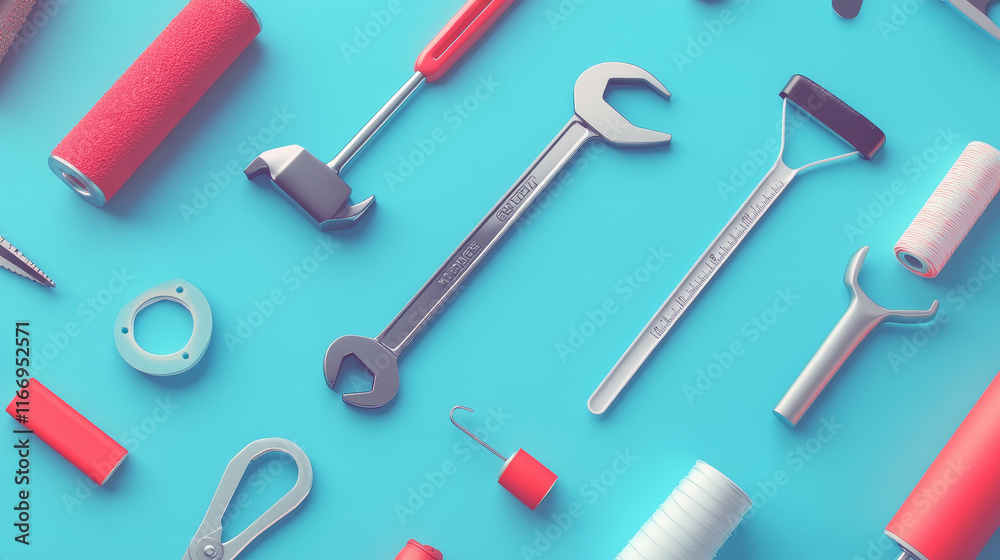 Repair tools thin line seamless pattern, vector background of construction and building industry, DIY and renovation. Hammer, screwdriver, pliers, wrench and spanner, paint roller and tape measure Repair tools thin line seamless pattern, vector background of construction and building industry, DIY and renovation. Hammer, screwdriver, pliers, wrench and spanner, paint roller and tape measure